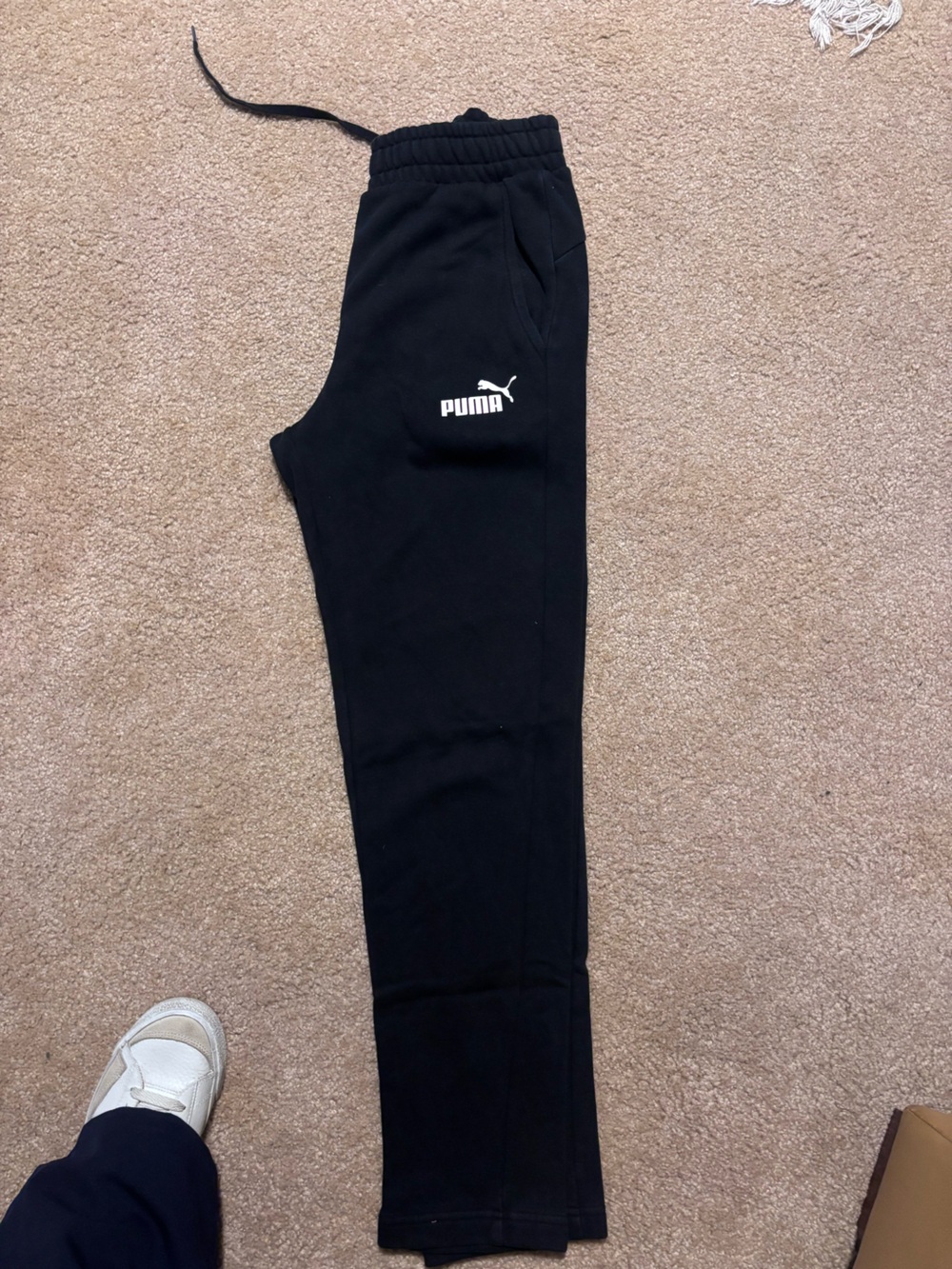 Puma Black Sweatpants with White Logo for Kids